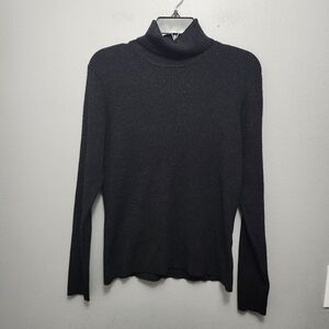 Worthington women's long sleeve turtle neck ribbed  top size XL metallic black